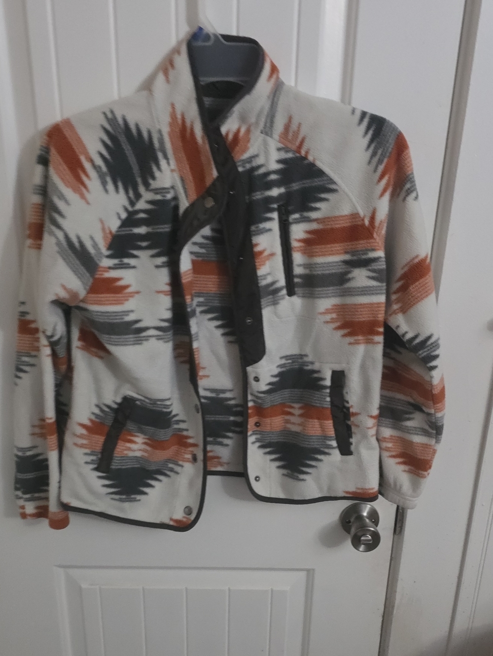 Classic Aztec-Print Women's Jacket in Cream, Rust & Charcoal